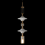 Подвесной светильник с белыми стеклянными элементами и бронзовыми вставками Высота 90 см Gabriel Scott Luna варинант исполнения - 6 | Loft Concept в Ижевске