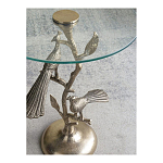 Столик с круглой стеклянной столешницей и корпусом в виде двух павлинов на ветке Table Two Peacocks варинант исполнения - 10 | Loft Concept в Ижевске