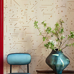 Обои с вышивкой ручной работы Glyph Original colourway on wool sateen варинант исполнения - 2 | Loft Concept в Ижевске