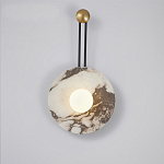 Бра круглое с каменным основанием и плафоном из стекла в форме шара Shaw Marble Lighting варинант исполнения - 1 | Loft Concept в Ижевске