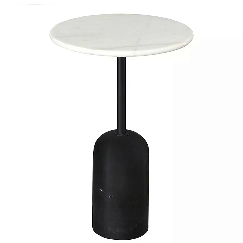 Кофейный столик с белой мраморной столешницей на черном основании Tall Coffee Black and White Table Белый Черный в Ижевске | Loft Concept 