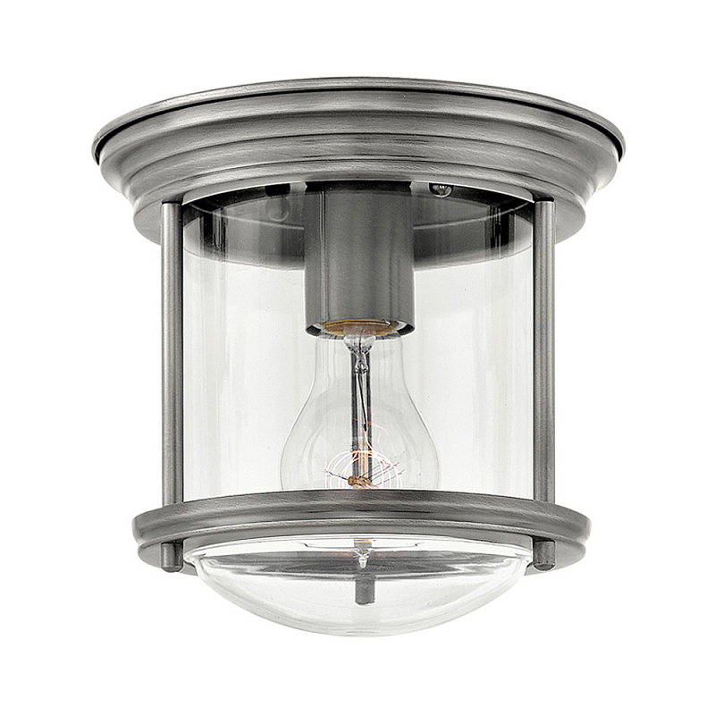 Потолочный светильник для ванных комнат с цилиндрическим стеклянным плафоном и одной лампой Hinkley Никель Белый Бронза Прозрачное Стекло Хром в Ижевске | Loft Concept 