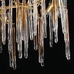Люстра линейная золотого цвета с декоративными ветвями и длинными стеклянными подвесками в форме сосулек Droplet Chandelier варинант исполнения - 5 | Loft Concept в Ижевске