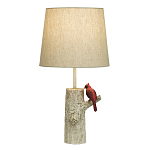 Настольная лампа с тканевым абажуром и основанием в виде птицы на дереве Simurq варинант исполнения - 1 | Loft Concept в Ижевске