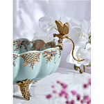 Чаша из голубого фарфора на бронзовых ножках с рисунком цветов и фигурками стрекоз Blue Garden варинант исполнения - 6 | Loft Concept в Ижевске