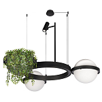 Подвесной светильник с 2-мя шарообразными плафонами и цилиндрическим спотом Light of Еyes варинант исполнения - 6 | Loft Concept в Ижевске