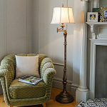 Торшер классического стиля цвета темная бронза с бежевым льяным абажуром Feiss варинант исполнения - 2 | Loft Concept в Ижевске