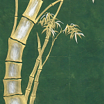 Обои ручная роспись Bamboo Golden on Edo Green India tea paper варинант исполнения - 2 | Loft Concept в Ижевске