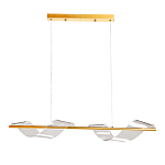 Люстра линейная золотистого цвета с двумя прозрачными волнистыми элементами Wave Line варинант исполнения - 2 | Loft Concept в Ижевске