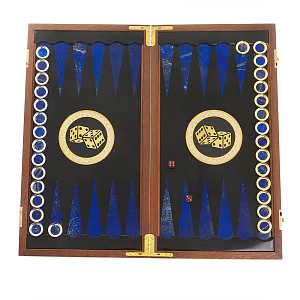 Нарды с гравюрой из натурального камня лазурит Backgammon from Stone