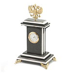 Часы настольные бронзовые с Гербом России из натурального камня Змевик Stone Clock варинант исполнения - 2 | Loft Concept в Ижевске