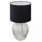 Настольная лампа с черным цилиндрическим тканевым абажуром и фактурным прозрачным основанием Black Cone варинант исполнения - 1 | Loft Concept в Ижевске