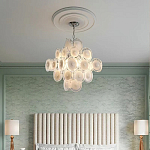 Люстра  с каскадом из круглых декоративных элементов  White Clear Glass Chandelier варинант исполнения - 5 | Loft Concept в Ижевске