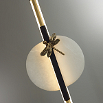 Подвесной светильник с шарообразным плафоном из алебастра и бронзовой декоративной стрекозой Alaris  варинант исполнения - 6 | Loft Concept в Ижевске