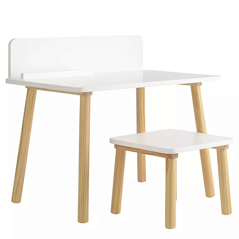 Набор детской мебели белый Childrens Table with Stool Белый Голубой в Ижевске | Loft Concept 