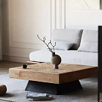 Дизайнерский журнальный стол квадратный с черным трапециевидным основанием Wokab варинант исполнения - 3 | Loft Concept в Ижевске