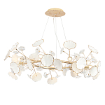 Люстра круглая с белыми лепестками из керамики и прозрачными хрустальными цветками Диаметр 82 см Wintery flovers варинант исполнения - 1 | Loft Concept в Ижевске