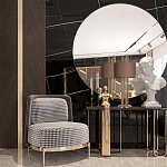 Настольная лампа с цилиндрическим абажуром из коричневой ткани и золотыми трубочками Brown Aura варинант исполнения - 4 | Loft Concept в Ижевске