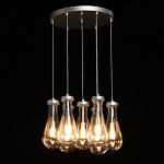 Люстра с 7-ю прозрачными плафонами из стекла в форме капли на круглом потолочном основании цвета хром Lucid Rain  варинант исполнения - 3 | Loft Concept в Ижевске