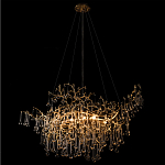 Подвесная люстра в виде ветвей деревьев золотого цвета с прозрачными подвесками-каплями 10 и 14 ламп Droplet Chandelier варинант исполнения - 4 | Loft Concept в Ижевске