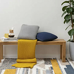 Плед из хлопка жемчужной вязки горчичного цвета Waffle Comfort варинант исполнения - 5 | Loft Concept в Ижевске