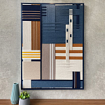Панно из шнура Синяя геометрическая абстракция wall panel line Blue варинант исполнения - 1 | Loft Concept в Ижевске