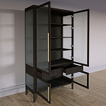 Витрина Primo со стеклянными фасадами и 2 ящиками Темный орех варинант исполнения - 6 | Loft Concept в Ижевске