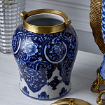 Ваза с насыщенным синим орнаментом и золотой крышкой Blue & White Ornament  варинант исполнения - 4 | Loft Concept в Ижевске