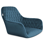 Стул с мягкой синей обивкой из велюра и подъемно-поворотным механизмом на черных колесиках Harper Blue варинант исполнения - 2 | Loft Concept в Ижевске