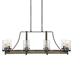 Люстра подвесная с восемью прозрачными стеклянными цилиндрическими плафонами в стиле лофт Feiss варинант исполнения - 1 | Loft Concept в Ижевске