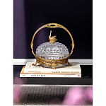 Конфетница из прозрачного рельефного стекла с ручкой и фигуркой лебедя Eden Garden варинант исполнения - 4 | Loft Concept в Ижевске