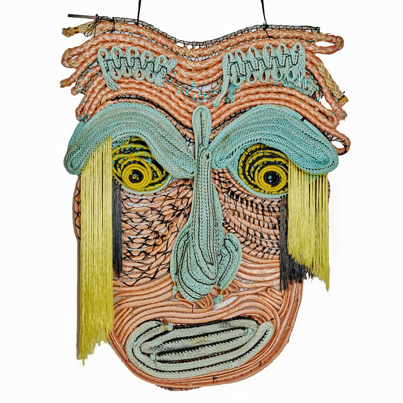 Арт-Объект из нитей Абстрактный портрет Joana Schneider  Бирюзовый Желтый в Ижевске | Loft Concept 