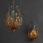 Бра настенное золотое с декором из бирюзовых элементов Peacock Tail варинант исполнения - 4 | Loft Concept в Ижевске