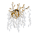 Бра золотого цвета с ветвями и белыми овальными стеклянными подвесками Droplet Chandelier варинант исполнения - 1 | Loft Concept в Ижевске