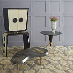 Дизайнерский журнальный столик с круглой столешницей на золотых ножках Risenbix варинант исполнения - 1 | Loft Concept в Ижевске