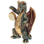 Часы в виде дракона Green Dragon Gold Mask with Clock варинант исполнения - 1 | Loft Concept в Ижевске