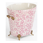 Кашпо из белого фарфора с розовым цветочным орнаментом Eden Garden варинант исполнения - 2 | Loft Concept в Ижевске