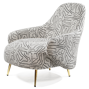 Кресло мягкое с принтом на золотистых ножках Onlooker