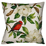 Декоративная подушка бежевая с изображением птиц и цветов Blooming Birds варинант исполнения - 1 | Loft Concept в Ижевске