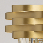 Люстра цвета матового золота с металлическими лентами и длинными прозрачными подвесками Gilded Waves варинант исполнения - 7 | Loft Concept в Ижевске