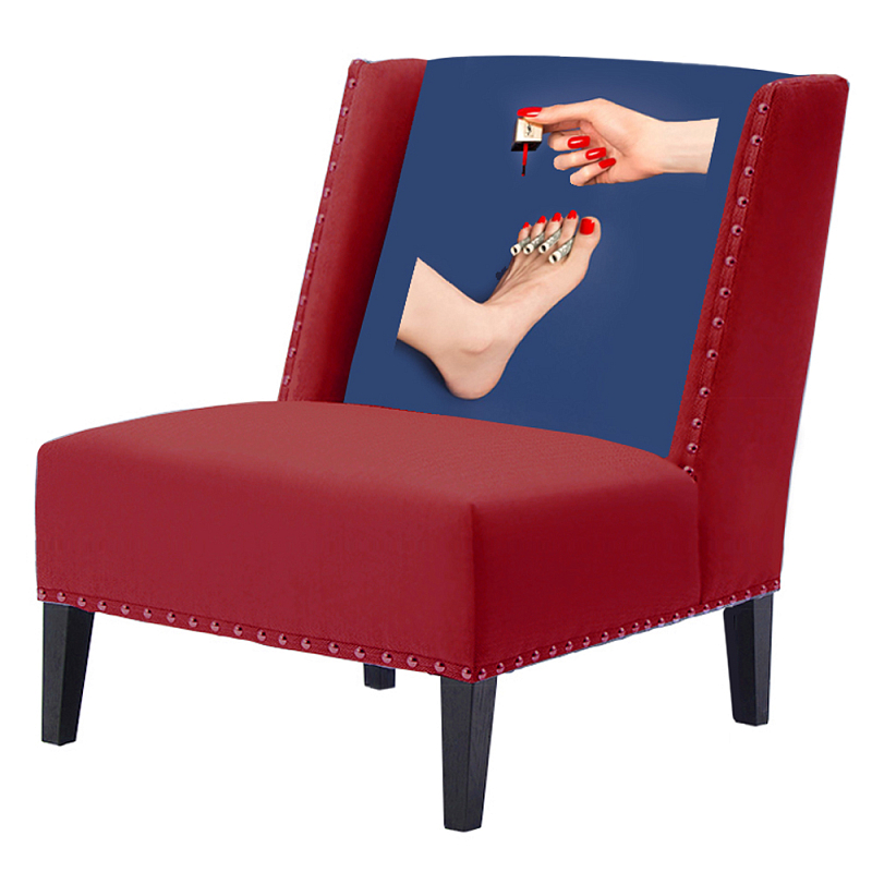 FUN Armchair "Pedicure" Red Дизайнерское кресло с цветным принтом Бургундский красный Сапфирово-синий в Ижевске | Loft Concept 