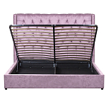 Кровать двуспальная фиолетовая с основанием из массива дерева с мягким изголовьем Velour Beds варинант исполнения - 3 | Loft Concept в Ижевске