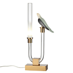 Настольная лампа с прозрачной трубкой и декоративной фигуркой птицы на бронзовой подставке Ganthea варинант исполнения - 2 | Loft Concept в Ижевске