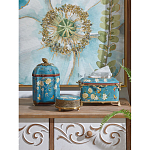 Салфетница прямоугольная голубого цвета с цветами и бабочками Blue Garden варинант исполнения - 2 | Loft Concept в Ижевске