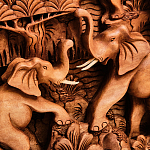 Панно из дерева пять слонов Panel With Animals варинант исполнения - 4 | Loft Concept в Ижевске