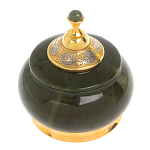 Икорница с крышкой с гравировкой из натурального камня Нефрит Decorative Cavair Dishes варинант исполнения - 4 | Loft Concept в Ижевске