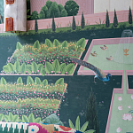 Обои ручная роспись Mahal Garden Original colourway on blue painted Xuan paper варинант исполнения - 4 | Loft Concept в Ижевске