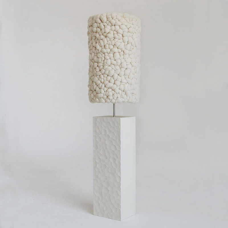Торшер белый с вязаным абажуром Woolen Floor Lamp Белый в Ижевске | Loft Concept 