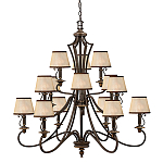 Люстра бронзового цвета с бежевыми абажурами из органзы в классическом стиле Hinkley варинант исполнения - 1 | Loft Concept в Ижевске