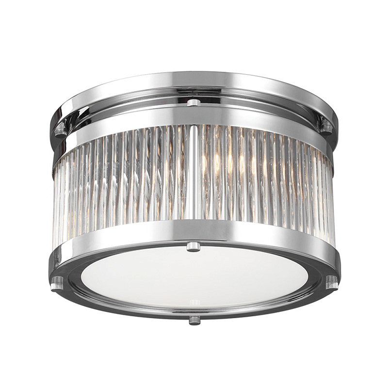 Потолочный светильник с цилиндрическим плафоном из рифленого прозрачного стекла Feiss Прозрачный Хром в Ижевске | Loft Concept 